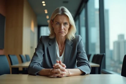 Femme d'âge moyen en réunion au bureau