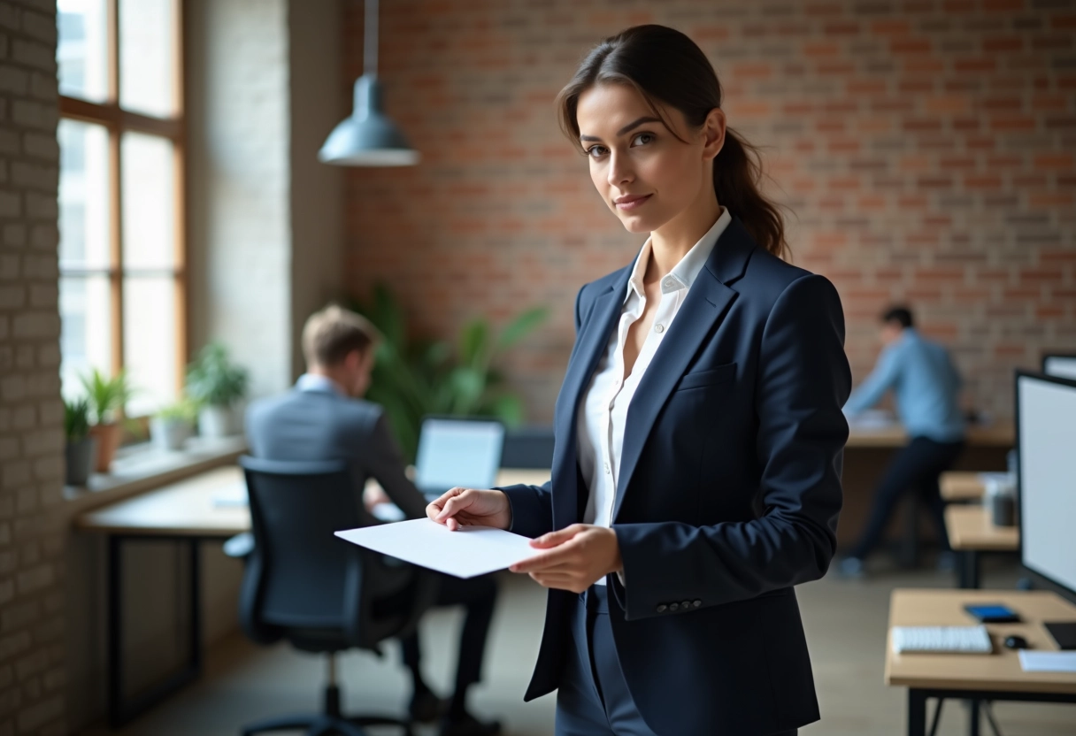 Jeune femme écrivant un message sur une carte d