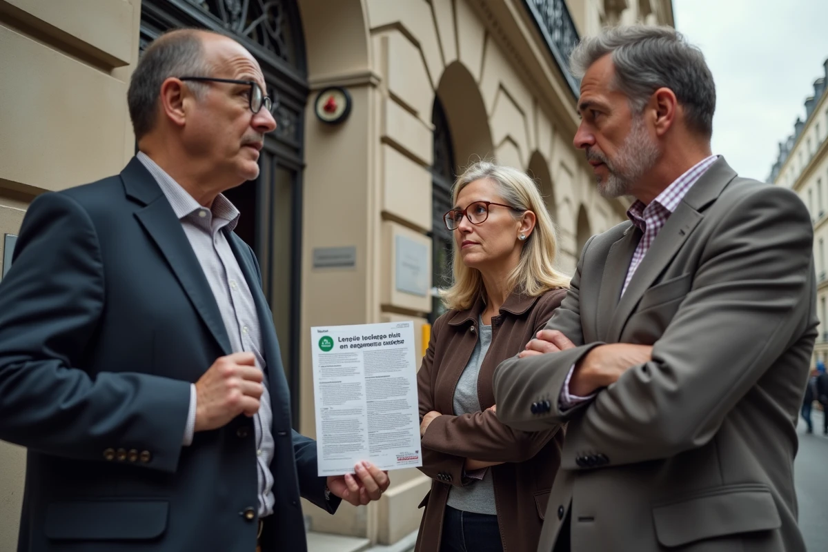 Agents de la fonction publique discutant des négociations salariales devant un ministère français