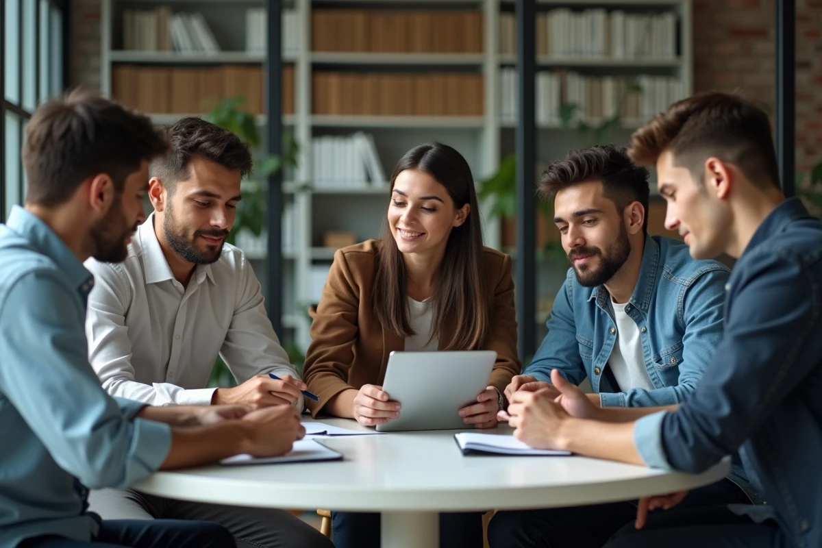 Groupe de jeunes professionnels en discussion