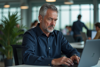Homme d'affaires isolé au bureau moderne