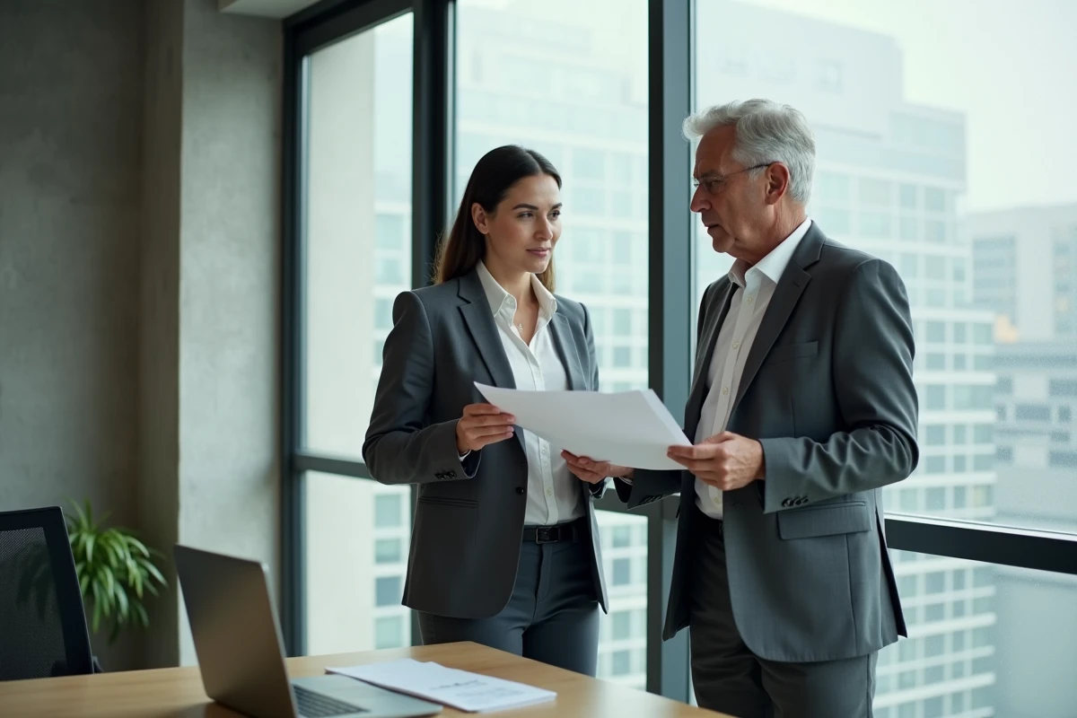 Manager ressources humaines discute avec collègue dans salle de réunion