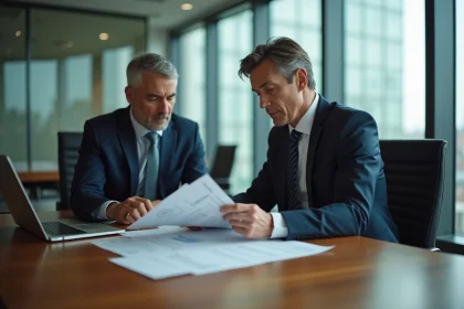 Homme et femme d'affaires en réunion dans un bureau moderne