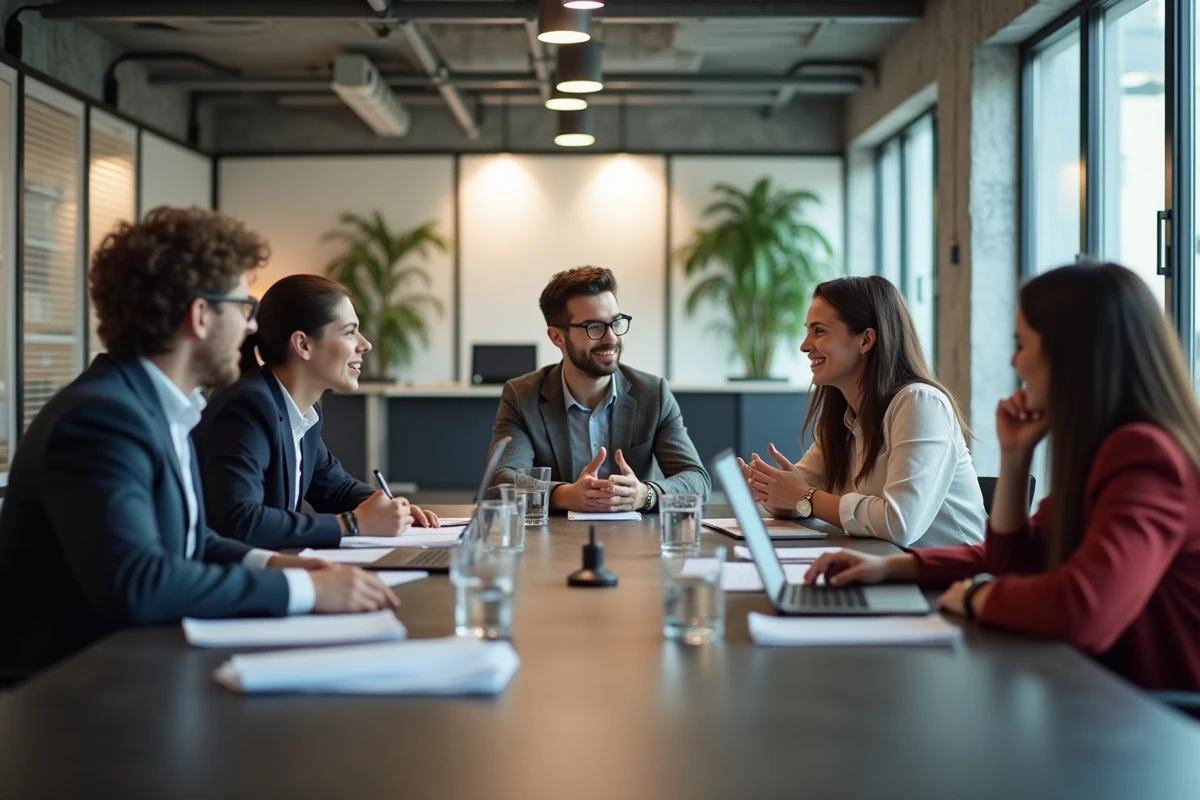 Groupe de jeunes professionnels en réunion de travail